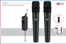 ميكروفون يدوي لاسلكي UHF (مستقبل + ميكروفونان) موديل VG2