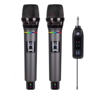 ميكروفون يدوي لاسلكي 2.4G (مستقبل + ميكروفونان) موديل DX-29G