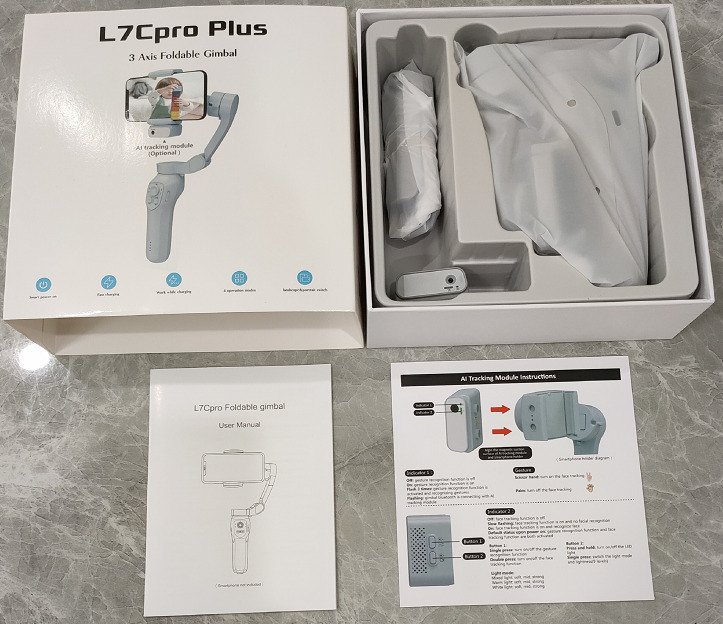 مثبت جوال (جيمبال) ثلاثي المحاور قابل للطي مع تتبع بالذكاء الاصطناعي - موديل L7Cpro plus