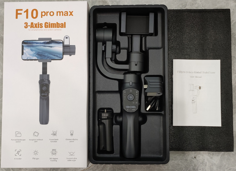 مثبت جوال (جيمبال) يدوي ثلاثي المحاور مع تتبع بالذكاء الاصطناعي - موديل F10pro max
