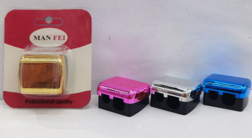 Double Cosmetic Sharpener with Metallic Lid on Card - SHP-03