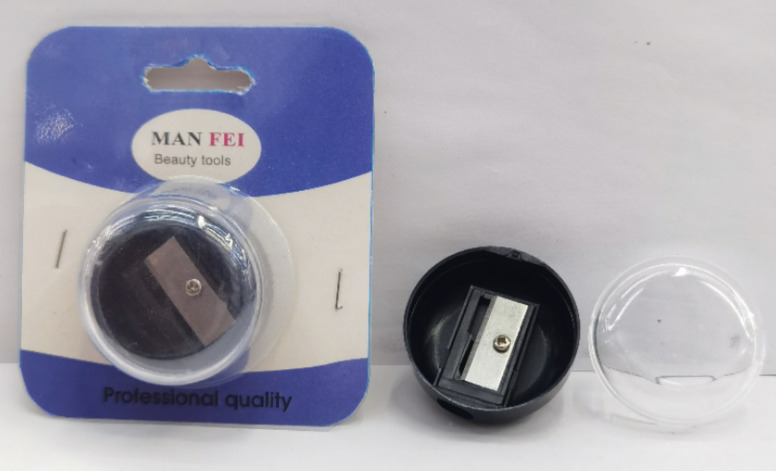 Round Cosmetic Pencil Sharpener with Lid on Card - SHP-04