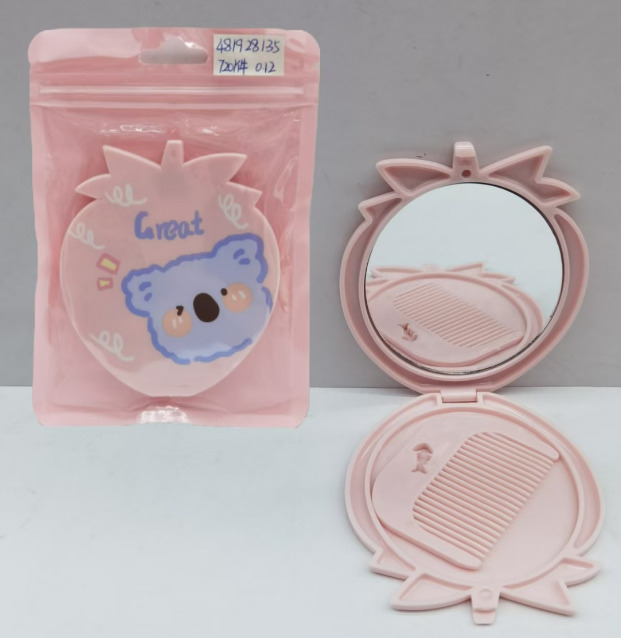 Strawberry Round Mirror with Comb - BTY-09