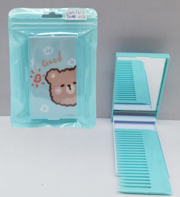 Cartoon Rectangular Mirror with Folding Comb - BTY-10