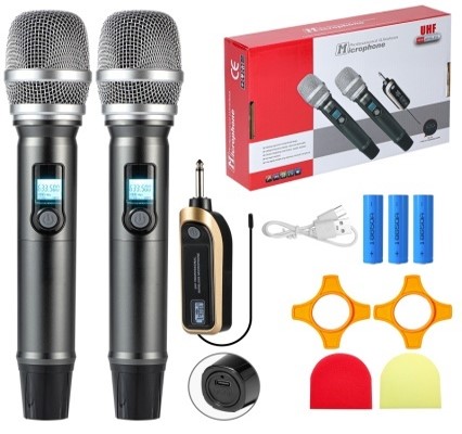 ميكروفون ياقة لاسلكي UHF (مستقبل + ميكروفونا ياقة) موديل DX-U8200