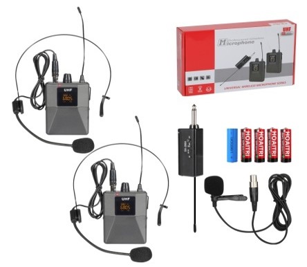 ميكروفون ياقة لاسلكي UHF (مستقبل + 4 ميكروفونات ياقة) موديل DX-U8400