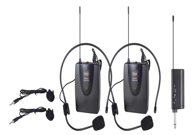 ميكروفون رأس/ياقة لاسلكي VHF (مستقبل + ميكروفونان) موديل WG-108