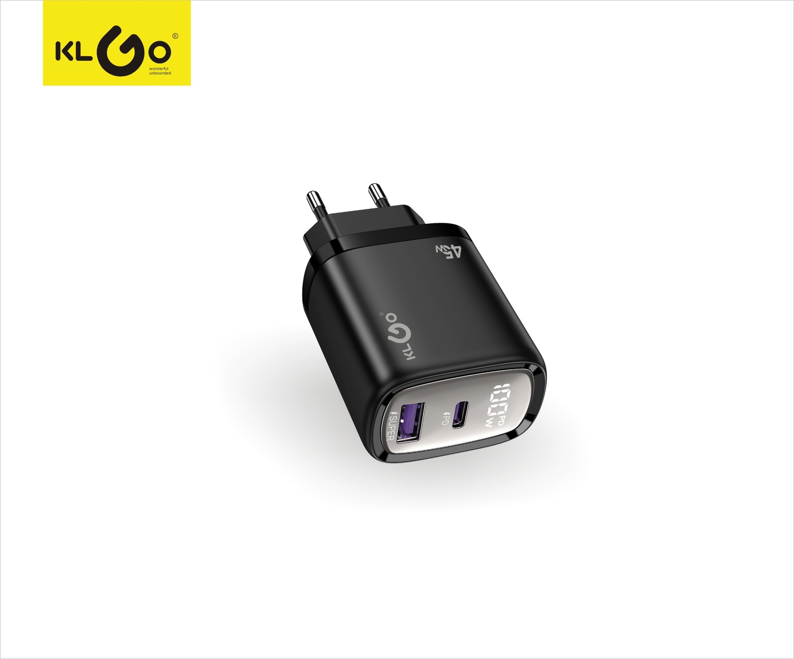 شاحن جوال سريع 45W بمنفذين Type-C + USB-A   موديل PD-92