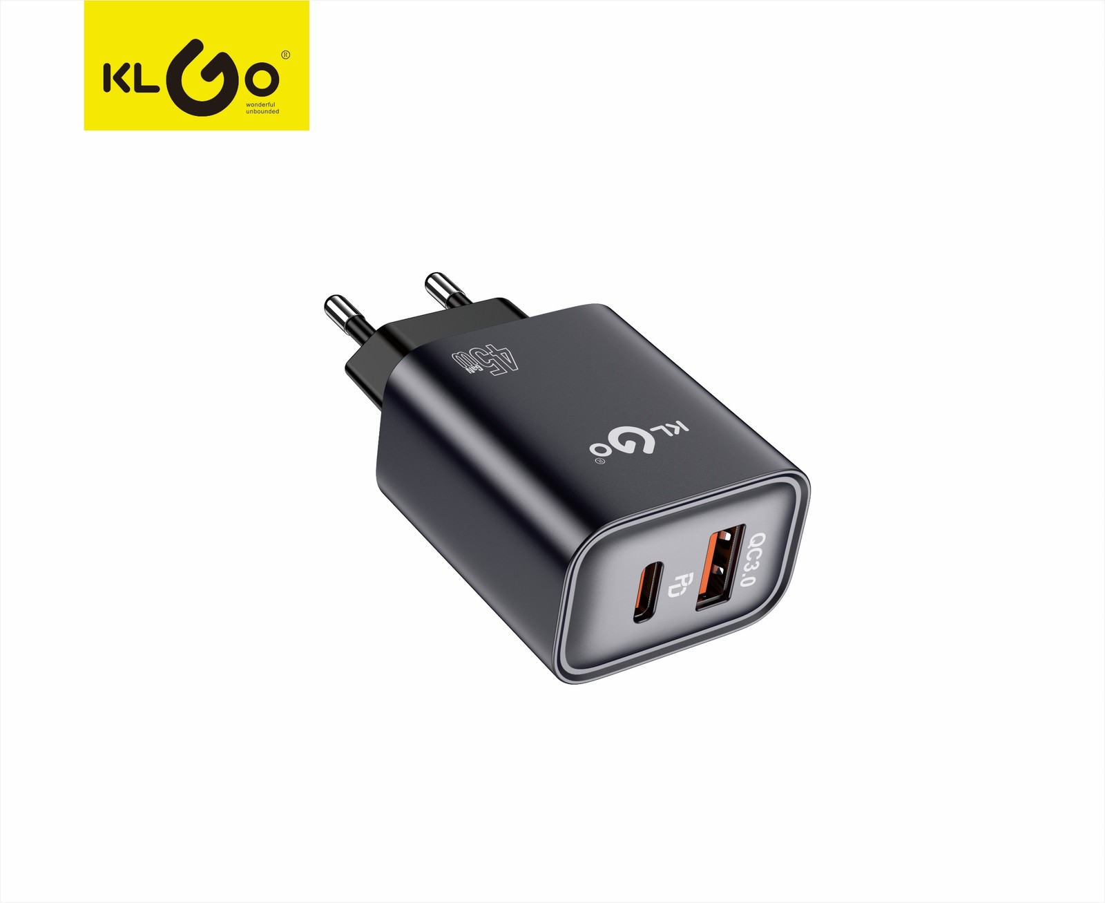 شاحن جوال سريع 45W بمنفذين Type-C + USB-A  موديل PD-86
