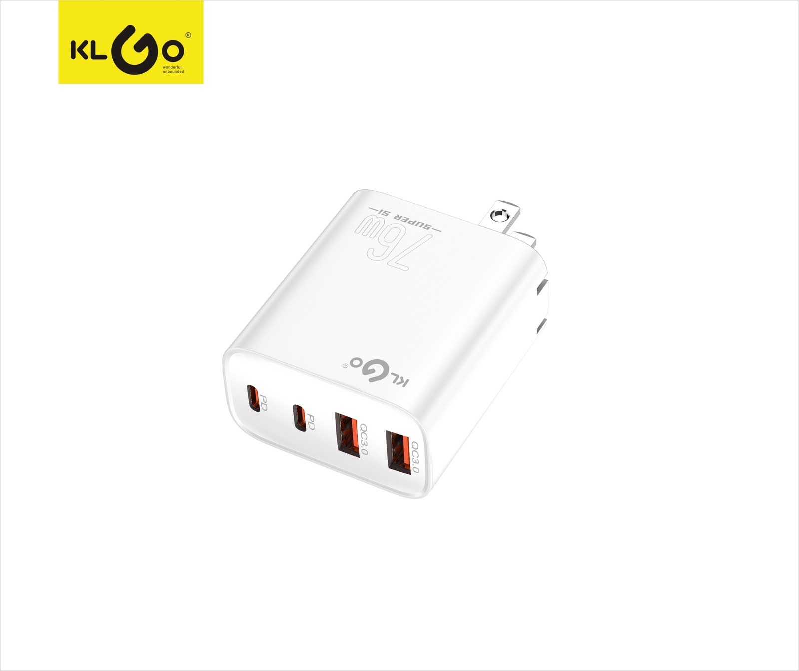 شاحن جوال سريع 76W بمنفذي Type-C ومنفذ USB-A وLightning موديل PD-81