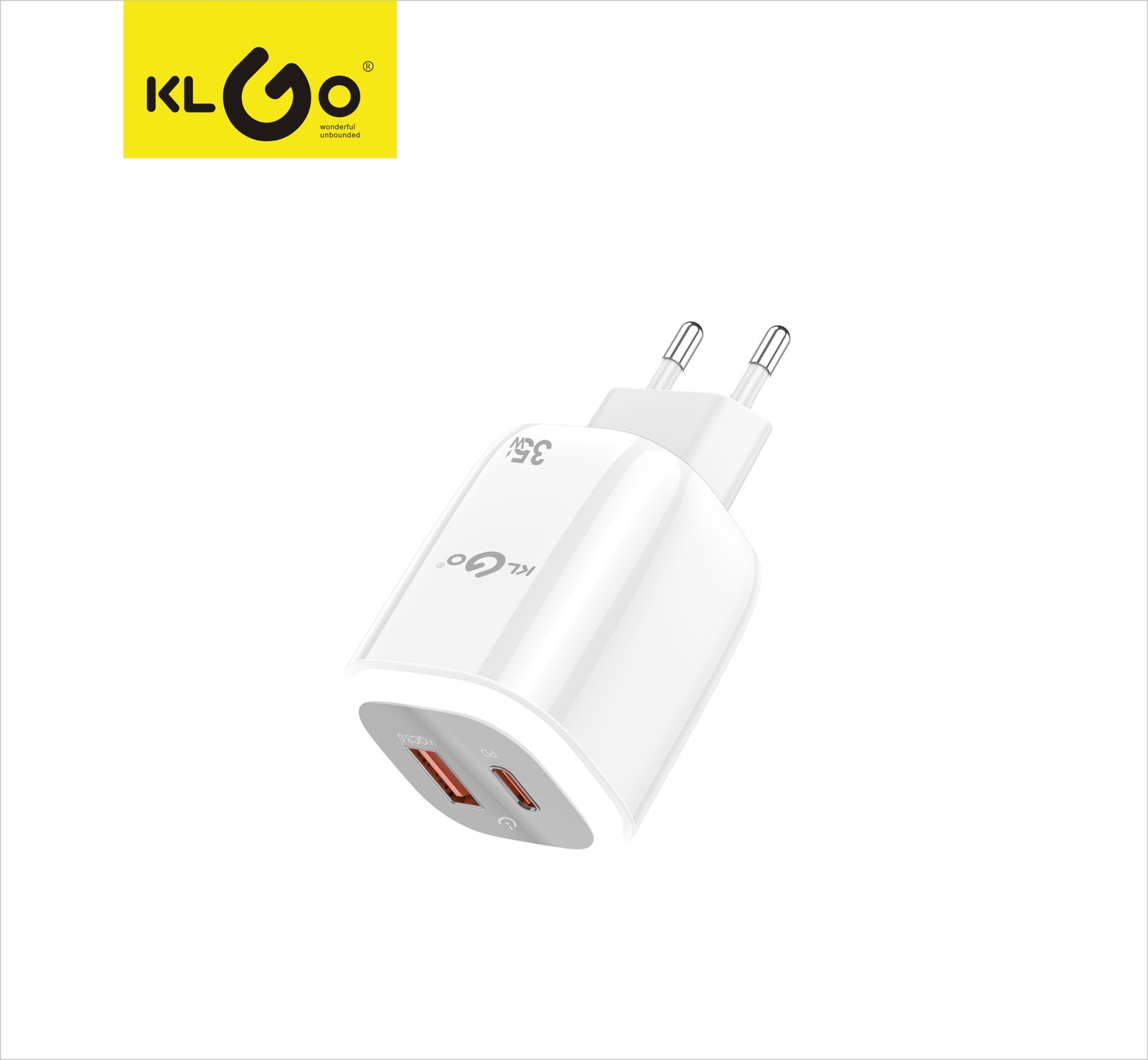 شاحن جوال سريع 35W بمخارج Type-C + USB-A + Lightning مع إضاءة ليلية  موديل PD-76