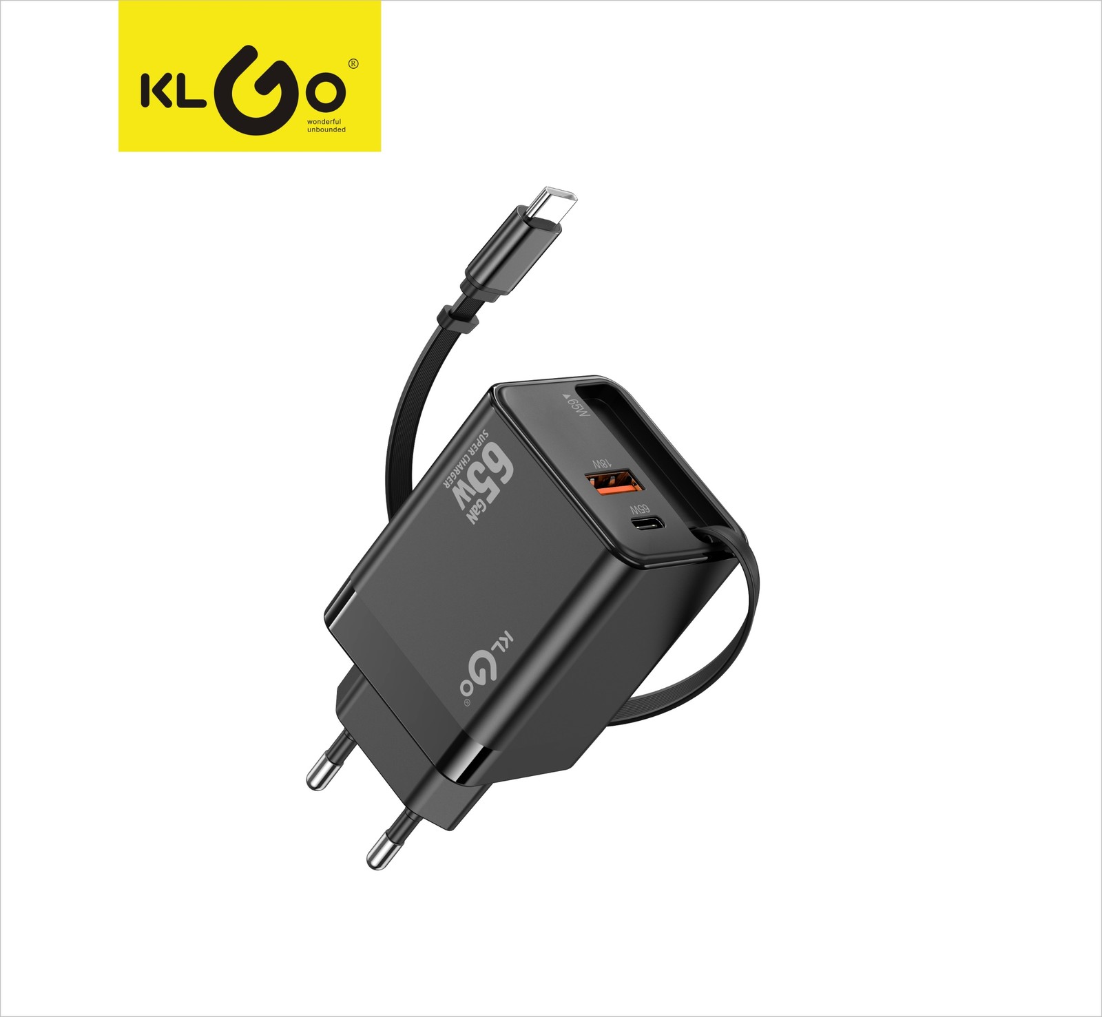 شاحن جوال سريع 65W بمنفذي Type-C ومنفذ USB-A  موديل PD-75