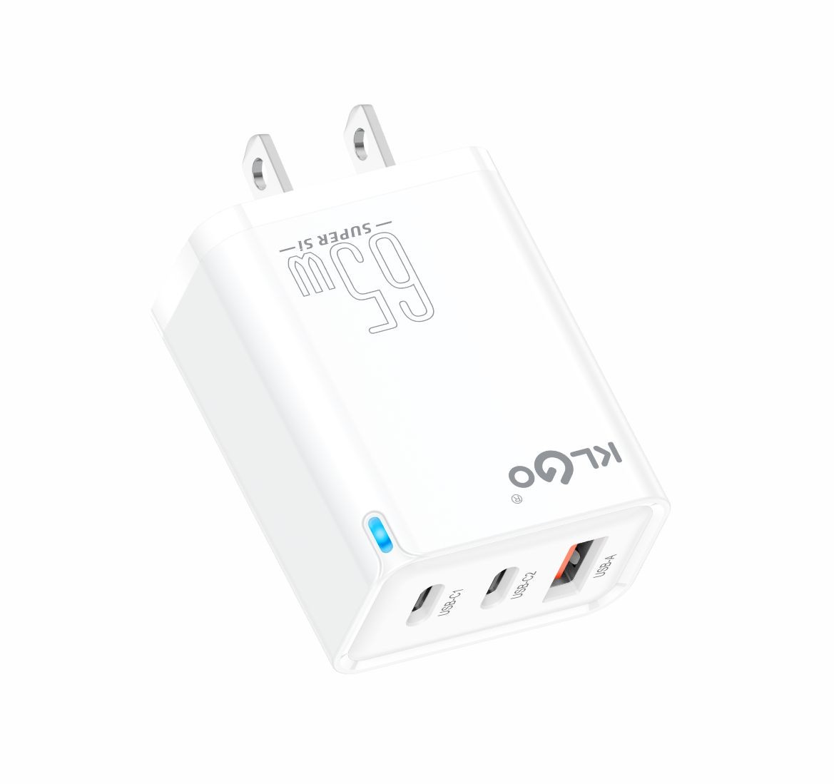 شاحن جوال سريع 65W بمنفذي Type-C ومنفذ USB-A موديل PD-72