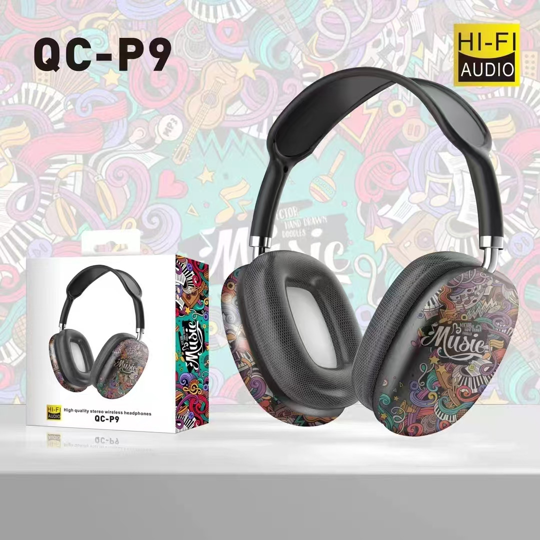 سماعة رأس لاسلكية بلوتوث بتصميم P9 بجودة HiFi - موديل QC-P9