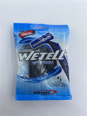 شفرة حلاقة يدوية بشفرتين - 5 قطع - أزرق - موديل WT708 blue