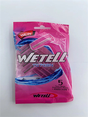شفرة حلاقة يدوية بشفرتين - 5 قطع - وردي - موديل WT708 Pink
