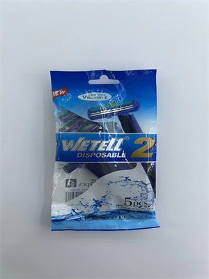 شفرة حلاقة يدوية بشفرتين - 5 قطع - أزرق - موديل A WT2831