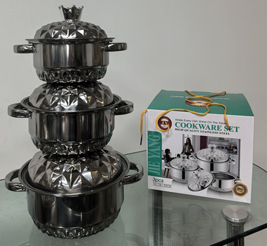 طقم قدور 3 قطع بتصميم التاج - الطراز B - موديل TG003-EB