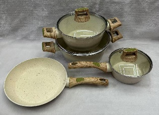 طقم أواني طبخ 7 قطع 4.0 بتصميم الصب وقاع مزدوج - الطراز A - موديل 2413-SET7