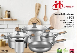 طقم أواني طبخ 8 قطع 2.2 بتصميم الصب ومقابض T وقاع مزدوج - الطراز A - موديل 2508-SET8