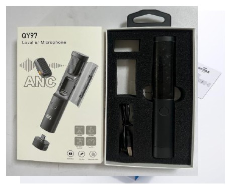 مايكروفون لاسلكي لافالير QY97 1 إلى 2 بمستقبل Type-C (2 مايك)