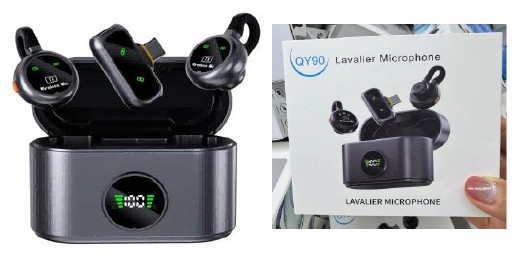مايكروفون لاسلكي لافالير QY90 1 إلى 2 بمستقبل Type-C (2 مايك)
