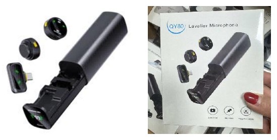 مايكروفون لاسلكي لافالير QY80 1 إلى 2 بمستقبل Type-C (2 مايك)