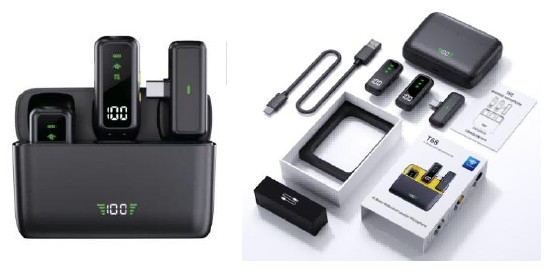 مايكروفون لاسلكي لافالير T68 1 إلى 2 بمستقبل Type-C (2 مايك)