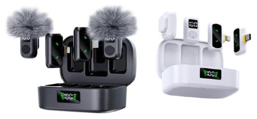 مايكروفون لاسلكي لافالير QY88 2 إلى 2 بمستقبلي Type-C وLightning (2 مايك)