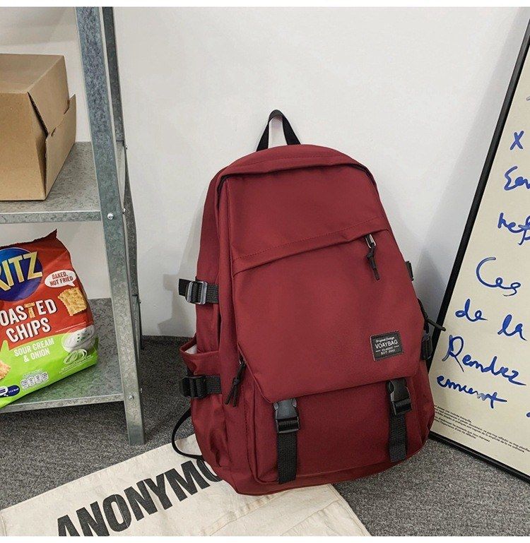 حقيبة ظهر كاجوال سادة بأحزمة أمامية 2446672