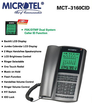 هاتف أرضي سلكي مع إظهار رقم المتصل - موديل MCT-3160CID