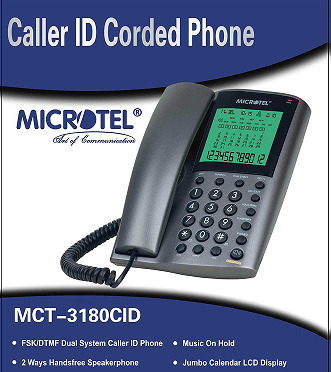 هاتف أرضي سلكي مع إظهار رقم المتصل - موديل MCT-3180CID