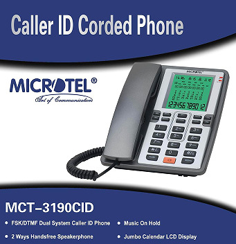 هاتف أرضي سلكي مع إظهار رقم المتصل - موديل MCT-3190CID
