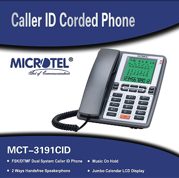 هاتف أرضي سلكي مع إظهار رقم المتصل - موديل MCT-3191CID