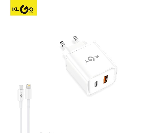 شاحن جوال سريع 35W بمخارج Type-C + USB-A + Lightning مع كابل Type-C إلى Lightning - موديل PD-22S