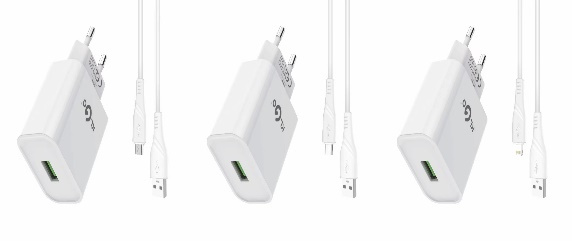 شاحن جوال USB بتيار 2.4A مع كابل أندرويد - موديل KC-09A