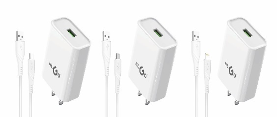 شاحن جوال USB بتيار 2.4A مع كابل أندرويد - موديل KC-10A