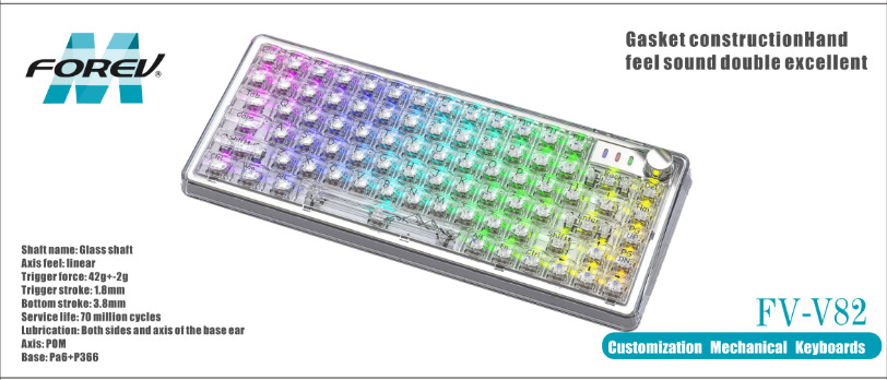 كيبورد ميكانيكية ثلاثية الوضع RGB بمفاتيح قابلة للتبديل - موديل FV-K75